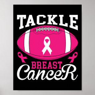 Rosa för kvinnligt fotboll Ribbon Breast Cancer Aw Poster