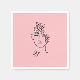 Rosa för kvinnor med blommor pappersservett