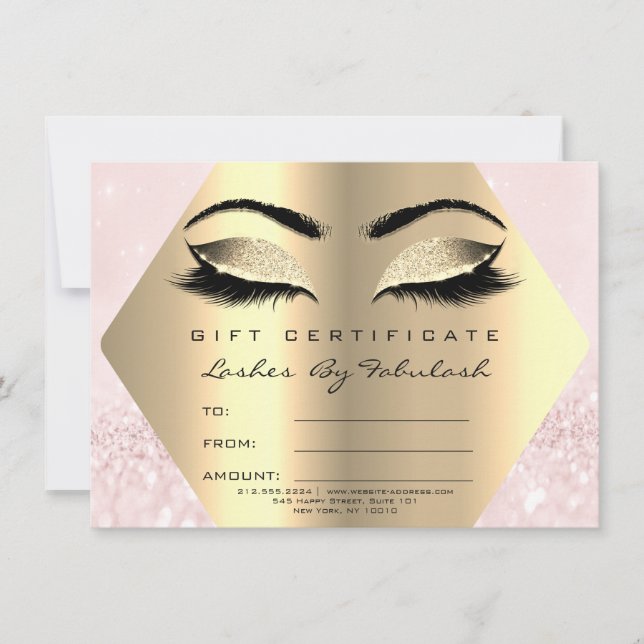 Rosa för Lash Makeup Guld Diamond Certificate Gift (Framsida)