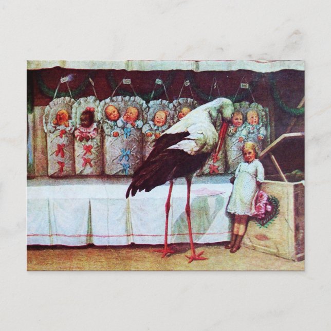 ROSA FÖR LASTORK OCH SPÄDBARN BABY SHOWER INBJUDAN VYKORT (Framsida)