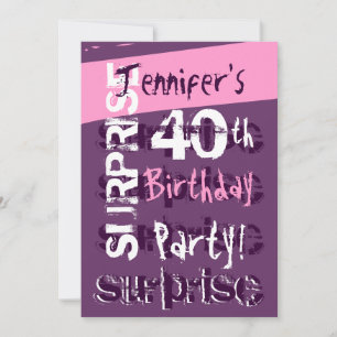 Rosa för Lila i Party vid 40-dagars ålder Inbjudningar