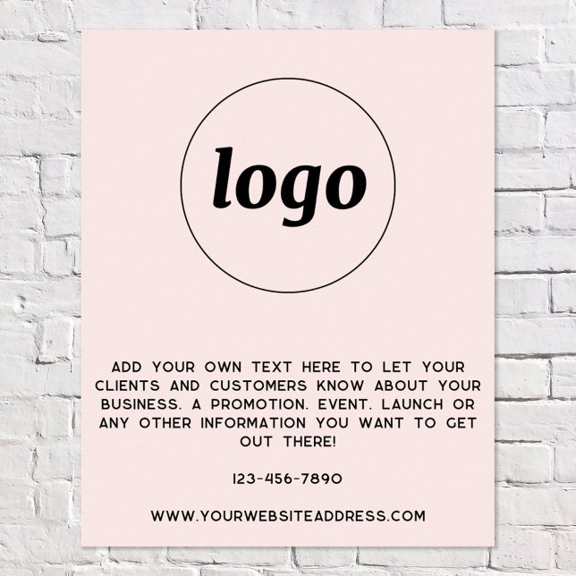  Rosa för logotyp Poster (Logo with custom text business promotional branding poster)