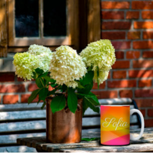 rosa för magenta av abstrakt orange med namn kaffemugg