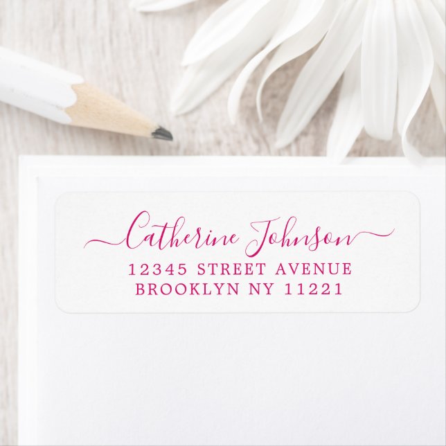 Rosa för Magentan  för elegant Girly Script Callig Returadress Etikett (Insitu)