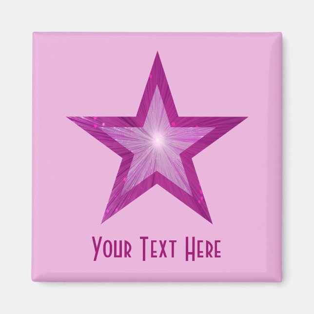 rosa för magnetkvadraten i rosa Star 'Din text' me Magnet (Framsidan)
