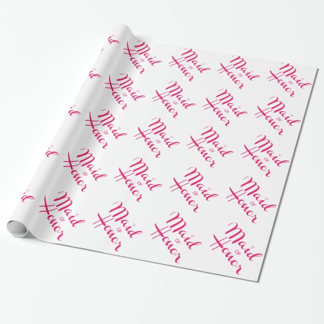 Rosa för Maid of honor Retro-skript Presentpapper (Utrullad)