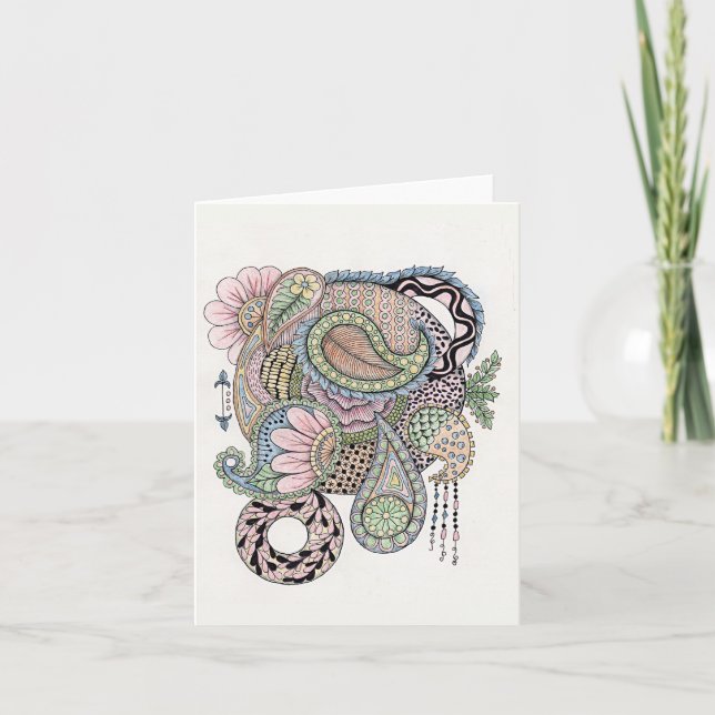 Rosa för mappat tomt anteckningskort och blå dörr (Framsida)