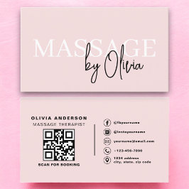  Rosa för massageterapi QR-kod Visitkort