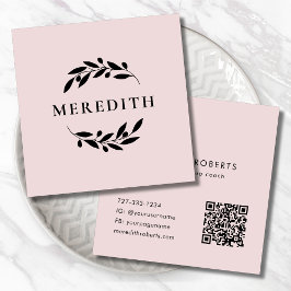  Rosa för minimal botanisk QR-kod Fyrkantigt Visitkort