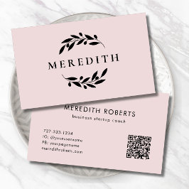  Rosa för minimal botanisk QR-kod Visitkort