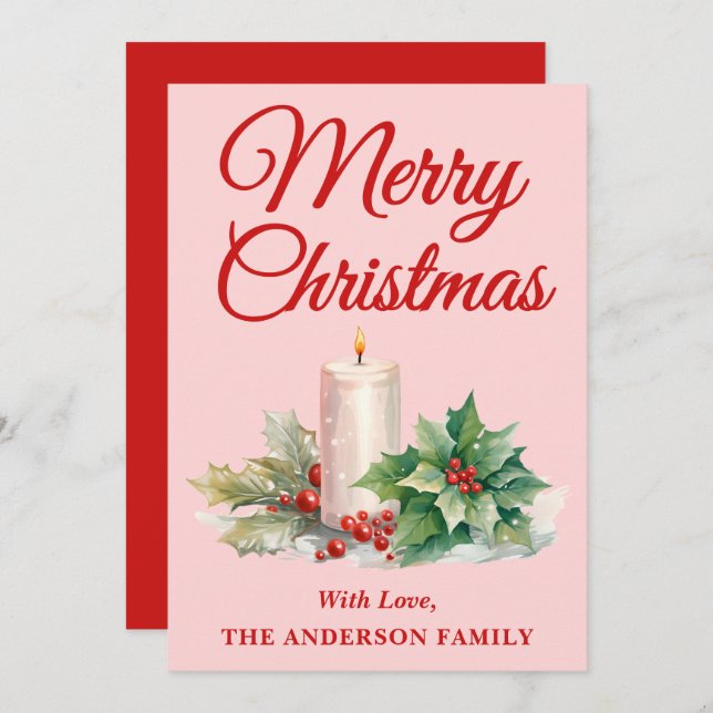  Rosa för minimal skriptGod jul Julkort (Fram/baksida)