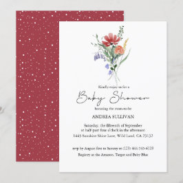 Rosa för minimalistisk Wildblomma-Mörk, babykläder Inbjudningar