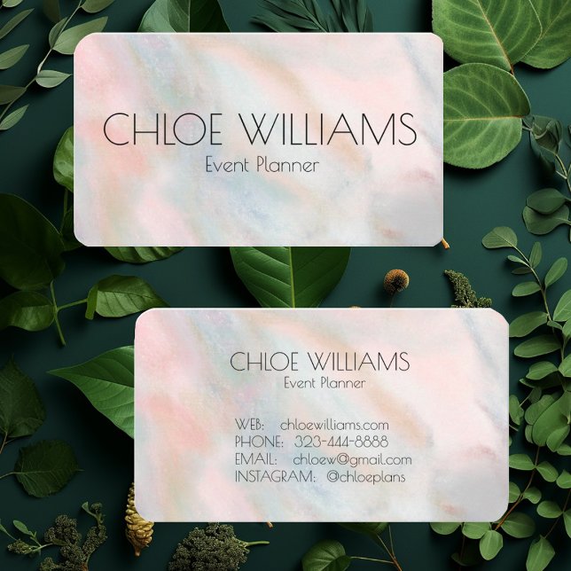 Rosa för mjuk pastellfärgning, Abstrakt, penseldra Visitkort (Soft pastel simple minimalist business cards. Customize with your own text)