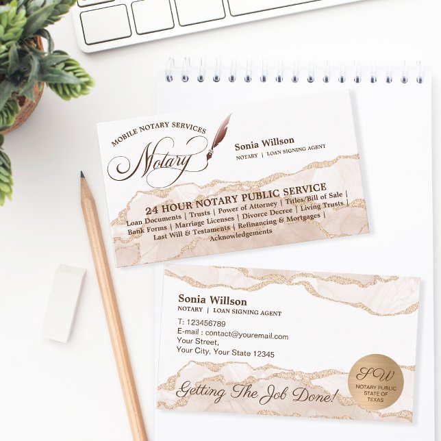  Rosa för Mobile Notary & Loan Signing Agent Visitkort (Skapare uppladdad)