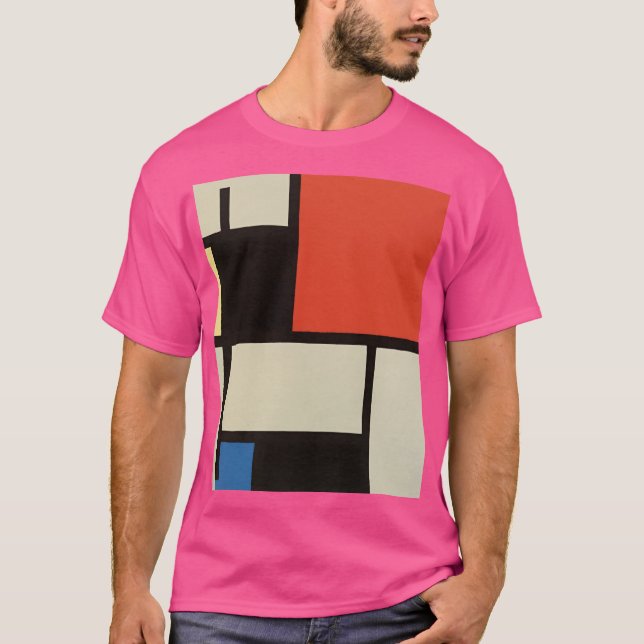 Rosa för modern Abstrakt Wow i mondrisk sammansätt T Shirt (Framsida)