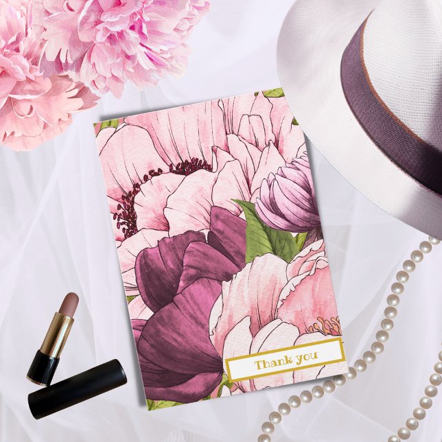 Rosa för modern Elegant Blommigt Peonies Tack (Skapare uppladdad)