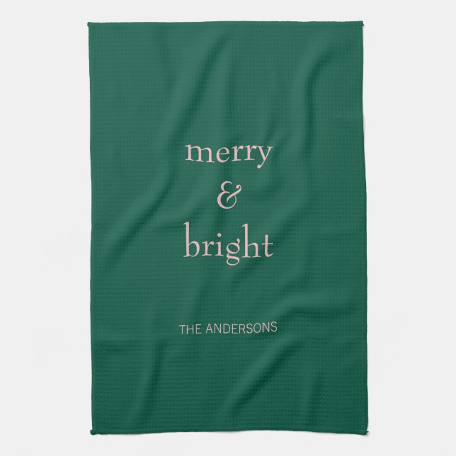 Rosa för Modern Merry & Bright-Grönten Juli Helgda Kökshandduk (Vertikal)