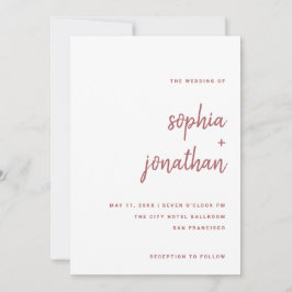 Rosa för modern, minimalistisk skript Ro | BRÖLLOP Inbjudningar