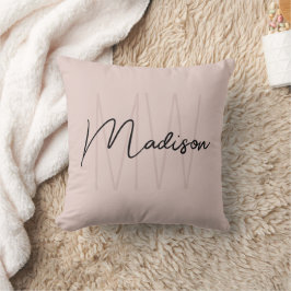  Rosa för Modern Monogram Namn-skript Kudde