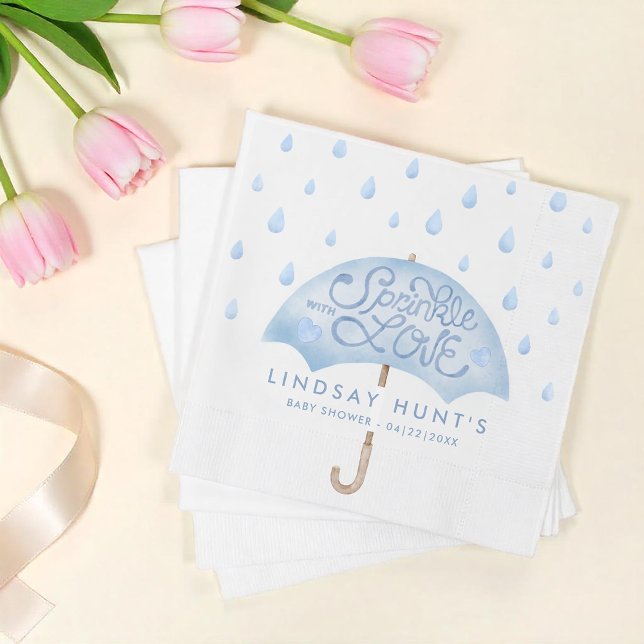 Rosa för modern skraple Baby Shower Pappersservett (Umbrella - Sprinkle with Love Baby Shower Napkins)