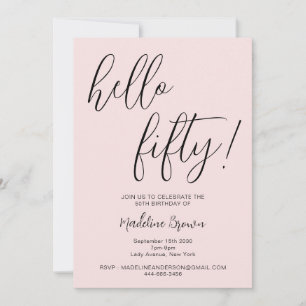  Rosa för modern typografi 50:e födelsedagen Inbjudningar