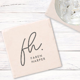  Rosa för monogram modern Elegant Stenunderlägg