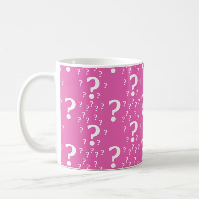 Rosa för mysteri-frågetecken vid gåvpuzzel kaffemugg (Vänster)