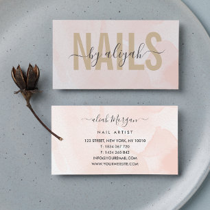 Rosa för Nail Artist Script Calligraphy Visitkort