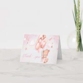 Rosa för nalle babyskor tack kort