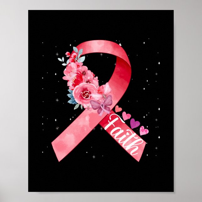 Rosa för ökad medvetenhet om bröstcancer poster (Framsidan)