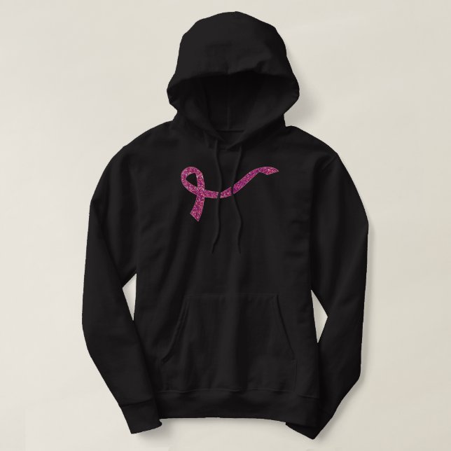 Rosa för ökad medvetenhet om bröstcancer Ribbon Bl Hoodie (Design framsida)
