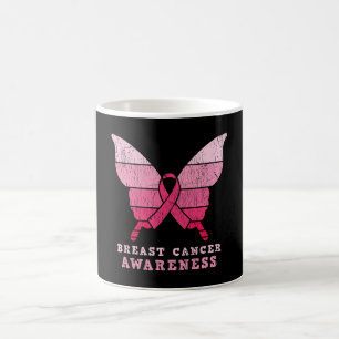 Rosa för ökad medvetenhet om bröstcancer Ribbon Bu Kaffemugg