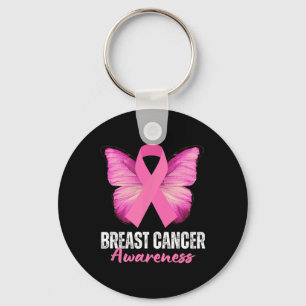 Rosa för ökad medvetenhet om bröstcancer Ribbon Bu Nyckelring