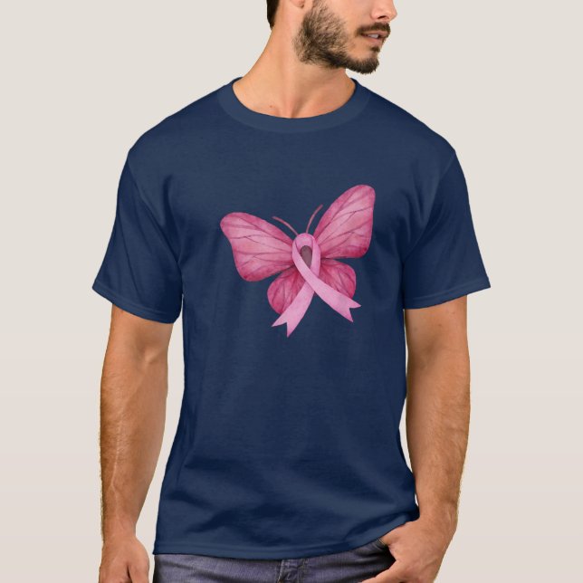 Rosa för ökad medvetenhet om bröstcancer Ribbon Bu T Shirt (Framsida)