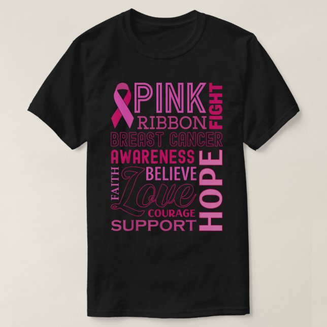 Rosa för ökad medvetenhet om bröstcancer Ribbon Ho T Shirt (Design framsida)
