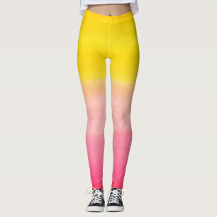 Rosa för Ombre vattenfärg beställnings- & gul Leggings