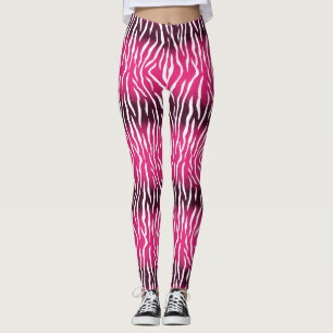 Rosa för övertoning och utskrift av vita tiger leggings