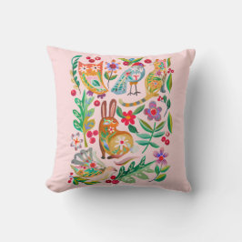  Rosa för PeopleArt Blommigt Animal Friends Kudde