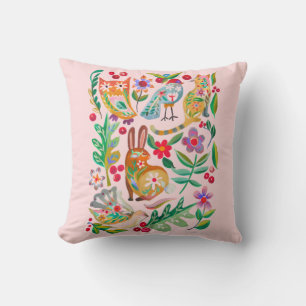 Rosa för PeopleArt Blommigt Animal Friends Kudde