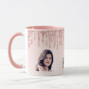 rosa för Photo ro guld monogram Mugg