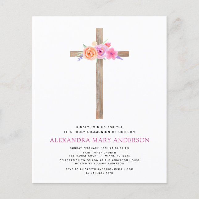Rosa för primär Heliga för Pastel Blommigt Flygblad (Framsidan)