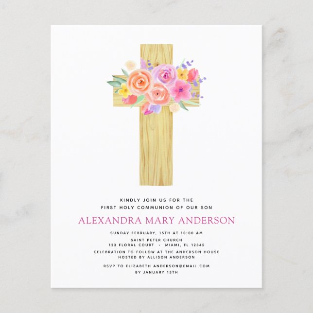 Rosa för primär Heliga för Pastel Blommigt Flygblad (Framsidan)