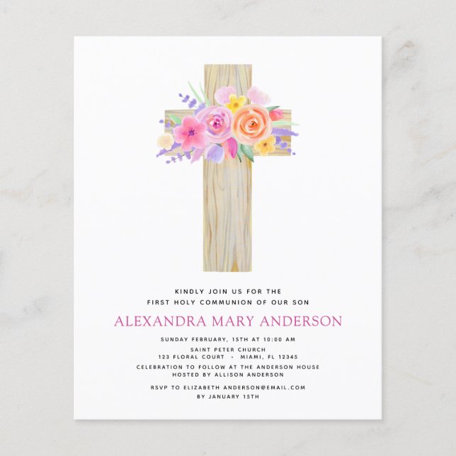 Rosa för primär Heliga för Pastel Blommigt Flygblad (Framsidan)