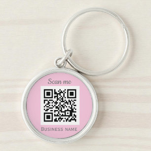 Rosa för QR-Logotyp - Professionell - Girly Rund Silverfärgad Nyckelring