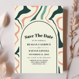 Rosa för Retro Swirl Arch Mint-Grönt Spara datum Inbjudningar