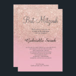rosa för ro guld faux glitter blek Bat mitzvah Inbjudningar<br><div class="desc">En modern,  originell och enkel Bat mitzvah inbjudan från ro guld glitter om en fullständig bakgrund för anpassadets blek rosa färg</div>