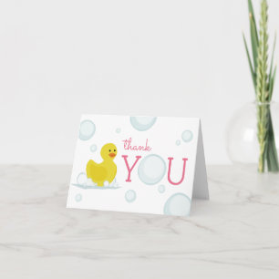 Rosa för Rubber Anka Bubbles Baby Shower Tack Kort