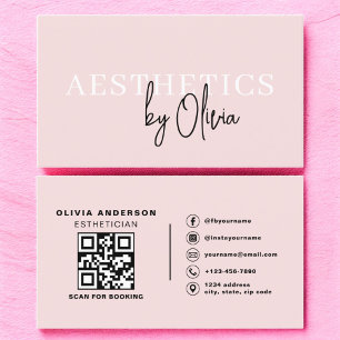  Rosa för Skincare Esthetician QR Code Visitkort