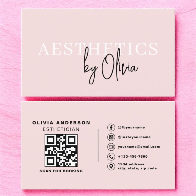  Rosa för Skincare Esthetician QR Code Visitkort (Skapare uppladdad)