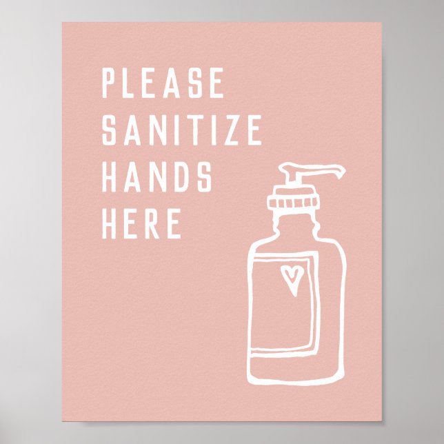 Rosa för skönhetsalon - minimalistisk sanisera Hän Poster (Framsidan)